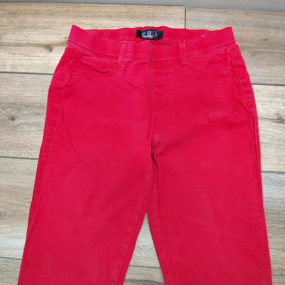 Energie Pop Up Skinny Jeans Women's 28x28 Red Stretch Denim Y2K Low Rise Y2K